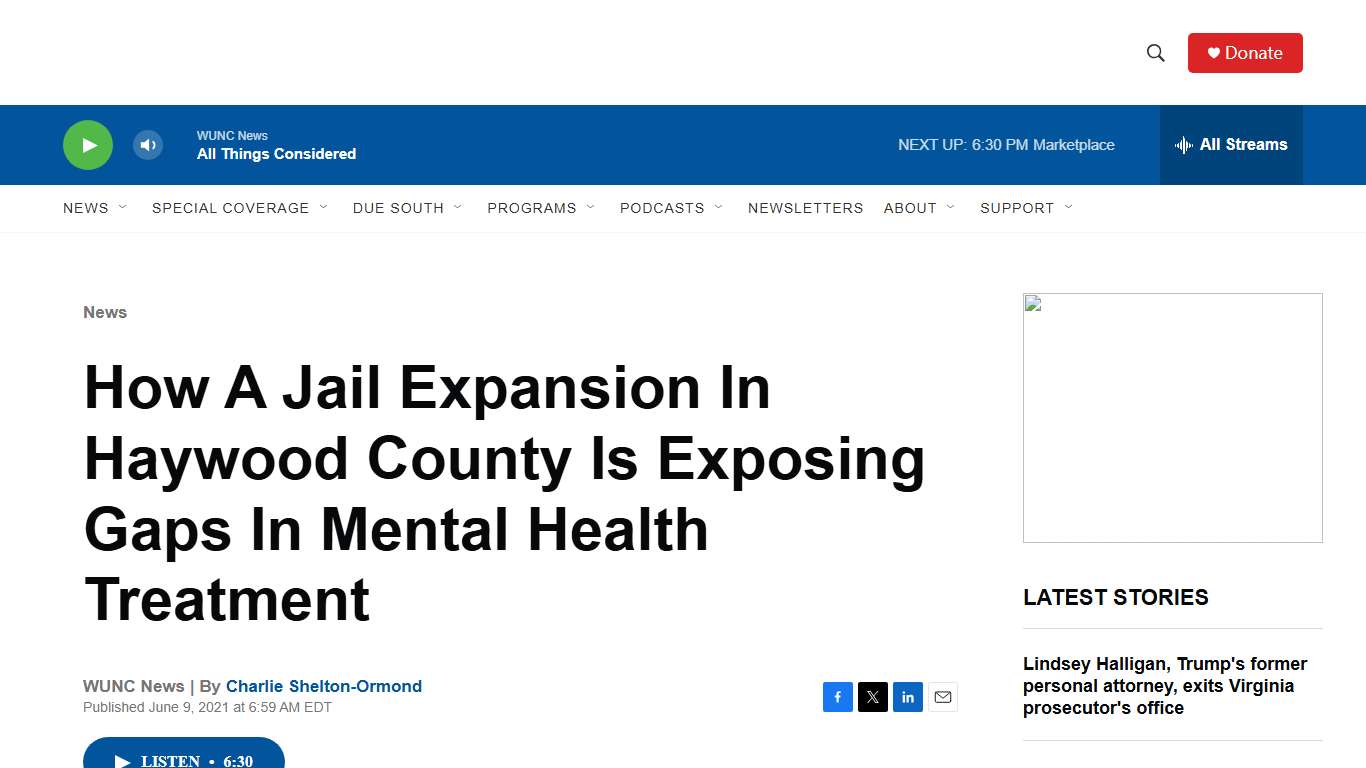 How A Jail Expansion In Haywood County Is Exposing Gaps In Mental Health Treatment | WUNC News